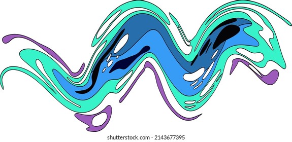 Color Liquid Wave flow element. Abstract colorful shape. Design for comics cartoon advertising posters, banners and layots. For business cards, invitations, gift cards, flyers and brochures.