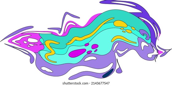 Color Liquid Wave flow element. Abstract colorful shape. Design for comics cartoon advertising posters, banners and layots. For business cards, invitations, gift cards, flyers and brochures.