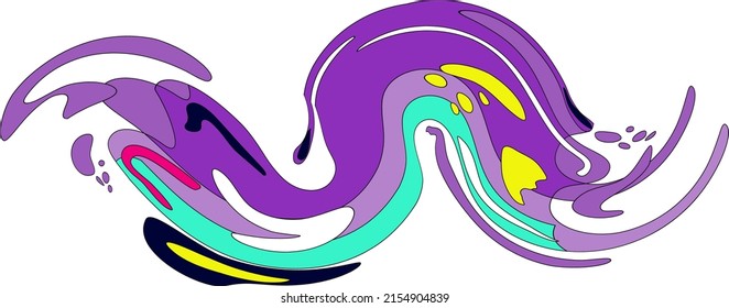 Color Liquid Wave flow element. Abstract colorful shape. Design for comics cartoon advertising posters, banners and layots. For business cards, invitations, gift cards, flyers and brochures.