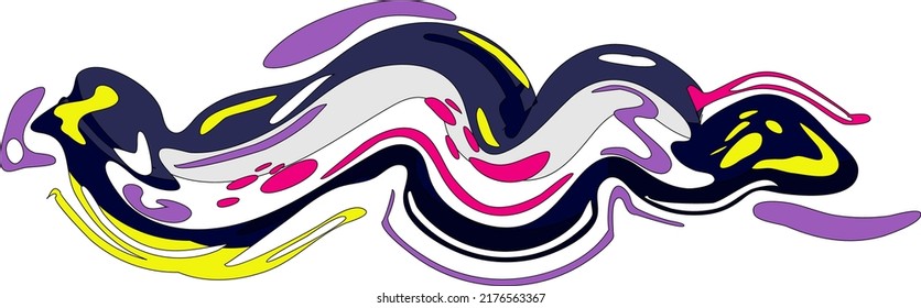 Color Liquid Wave flow element. Abstract colorful shape. Design for comics cartoon advertising posters, banners and layots. For business cards, invitations, gift cards, flyers and brochures.