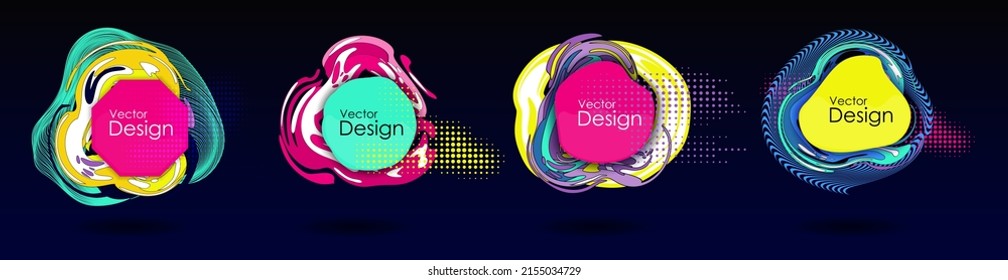 Color Liquid Wave flow frame. Abstract colorful shape. Design for comics cartoon advertising posters, banners and layots. Element for business cards, invitations, gift cards, flyers and brochures.