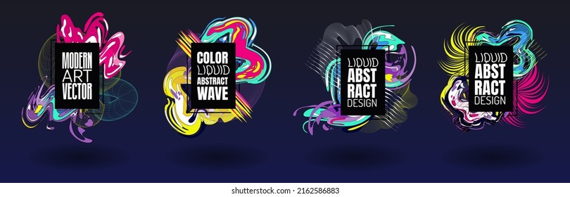 Color Liquid Wave flow frame. Abstract colorful shape. Design for comics cartoon advertising posters, banners and layots. Element for business cards, invitations, gift cards, flyers and brochures.