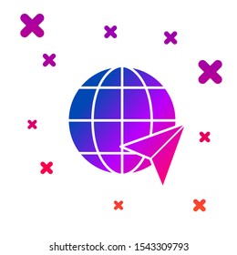 Color Location on the globe icon isolated on white background. World or Earth sign. Gradient random dynamic shapes. Vector Illustration