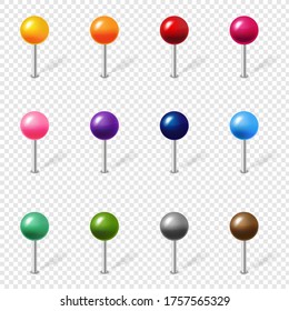 Color Location Pin Set Isolated Transparent Background Gradient Mesh, Vector Illustration