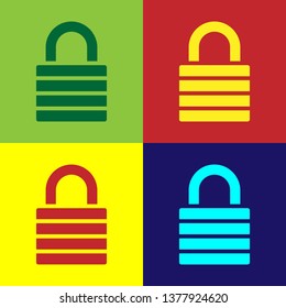 Color Lock icon isolated on color backgrounds. Padlock sign. Security, safety, protection, privacy concept. Vector Illustration