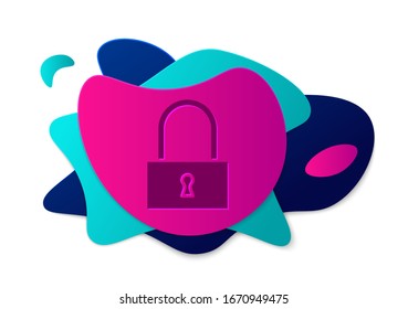Farbensperrsymbol einzeln auf weißem Hintergrund. Vorhängeschild. Sicherheit, Sicherheit, Schutz, Datenschutz Abstrakter Banner mit flüssigen Formen. Vektorillustration-Illustration