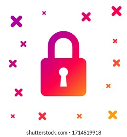 Color Lock icon isolated on white background. Padlock sign. Security, safety, protection, privacy concept. Gradient random dynamic shapes. Vector Illustration