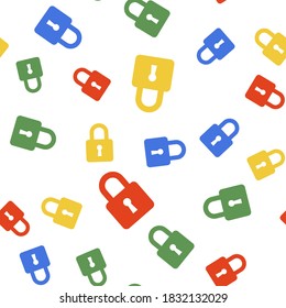 Color Lock icon isolated seamless pattern on white background. Padlock sign. Security, safety, protection, privacy concept. Vector.