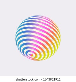 Color logo design, abstract concept of 3D icon. Colorful dimensional globe, earth, world. Modern isolated decorative element.