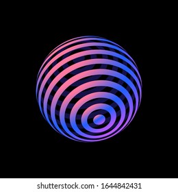 Color logo design, abstract concept of 3D icon. Colorful dimensional globe, earth, world. Modern isolated decorative element.