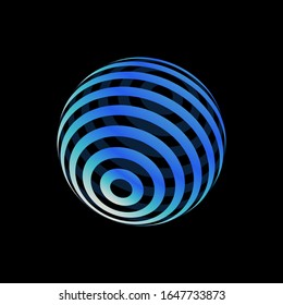Color logo design, abstract concept of 3D icon. Colorful dimensional globe, earth, world. Modern isolated decorative element.