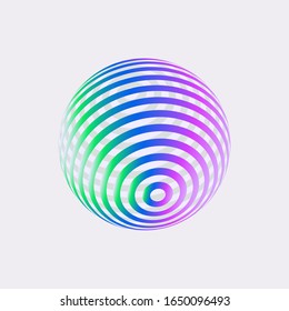 Color logo design, abstract concept of 3D icon. Colorful dimensional globe, earth, world. Modern isolated decorative element.