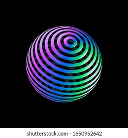 Color logo design, abstract concept of 3D icon. Colorful dimensional globe, earth, world. Modern isolated decorative element.