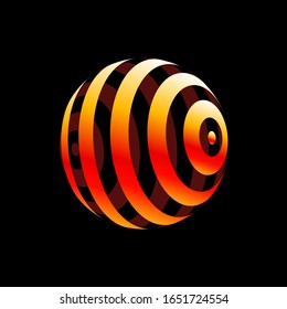 Color logo design, abstract concept of 3D icon. Colorful dimensional globe, earth, world. Modern isolated decorative element.