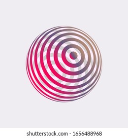 Color logo design, abstract concept of 3D icon. Colorful dimensional globe, earth, world. Modern isolated decorative element.