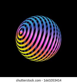 Farblogo-Design, abstraktes Konzept von 3D-Symbol. Farbige, dimensionale Globus, Erde, Welt. Modernes, isoliertes Dekorationselement.