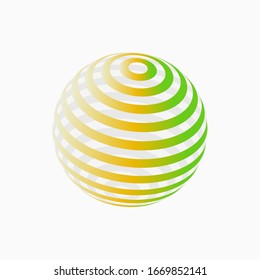 Color logo design, abstract concept of 3D icon. Colorful dimensional globe, earth, world. Modern isolated decorative element.