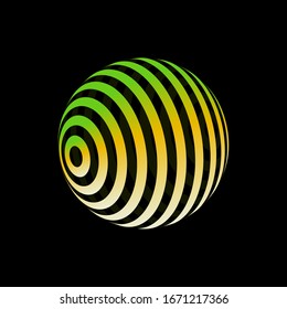 Color logo design, abstract concept of 3D icon. Colorful dimensional globe, earth, world. Modern isolated decorative element.