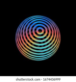 Color logo design, abstract concept of 3D icon. Colorful dimensional globe, earth, world. Modern isolated decorative element.