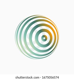 Diseño del logotipo de color, concepto abstracto del icono 3D. Ámbito colorido, tierra, mundo. Elementos decorativos modernos y aislados.