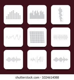 Color logo equalizer. Pulse music player. Audio colorful wave logo. Vector equalizer element. Isolated design symbol.