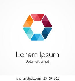 Color logo template. Design hexagon element, sign, symbol.