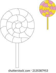 Color the lollipop , kindergarten coloring activity 