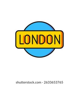 Ícone de sinal de cor Londres isolado no fundo branco. Estilo de contorno preenchido plano com sombra. Vetor