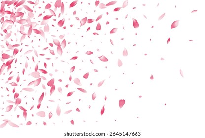 Color Lotus Petal Vector White Background. Pink Falling Apple Petal Design. Sakura Petal Soft Cover. Flying Flower Petal Product.