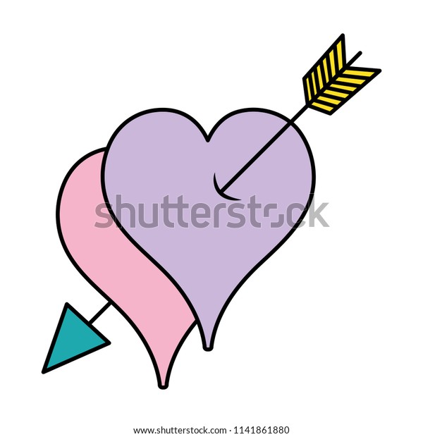 Color Love Hearts Symbol Arrows Object Stock Vector Royalty Free