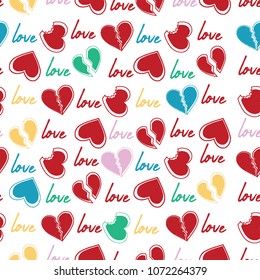 color love red heart black line art vector 