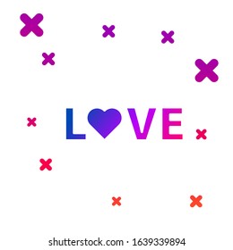 Color Love text icon isolated on white background. Valentines day greeting card template. Gradient random dynamic shapes. Vector Illustration