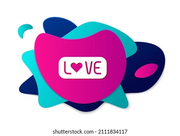 Color Love text icon isolated on white background. Valentines day greeting card template. Abstract banner with liquid shapes. Vector