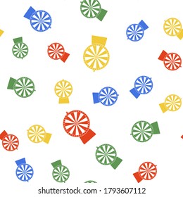 Color Lucky wheel icon isolated seamless pattern on white background. Vector.