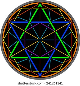 color magic hexagram. vector illustration