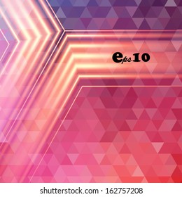 Color magic pattern of geometric shapes. Colorful mosaic banner. Bright colorful flying arrows on a fantastic design background. Vector illustration for your business presentations. EPS10.