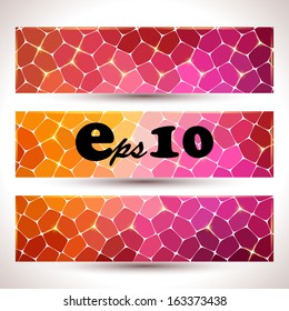 Color magic pattern of geometric shapes. Colorful mosaic banner. Bright colorful flying arrows on a fantastic design background. Vector illustration for your business presentations. EPS10.