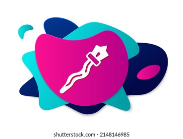 Color Magic staff icon isolated on white background. Magic wand, scepter, stick, rod. Abstract banner with liquid shapes. Vector