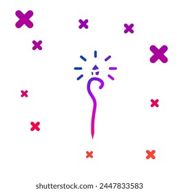 Color Magic staff icon isolated on white background. Magic wand, scepter, stick, rod. Gradient random dynamic shapes. Vector Illustration