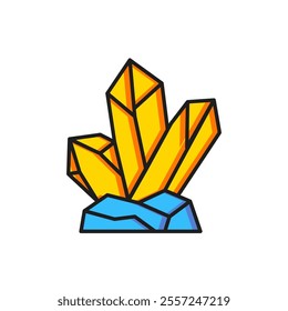 Color Magic stone icon isolated on white background. Fantasy crystal. Jewelry gem for game. Flat filled outline style with shadow. Vector