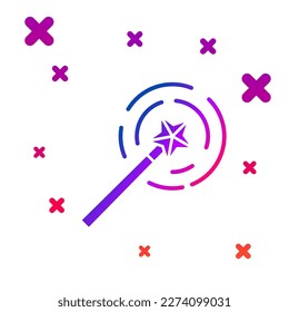 Color Magic wand icon isolated on white background. Star shape magic accessory. Magical power. Gradient random dynamic shapes. Vector Illustration