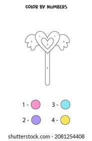 Color magical wand by numbers. Coloring page for kids. 