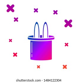 Color Magician hat and rabbit ears icon isolated on white background. Magic trick. Mystery entertainment concept. Gradient random dynamic shapes. Vector Illustration