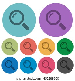 Color magnifier flat icon set on round background.