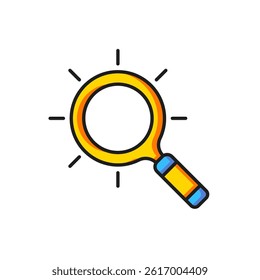 Color Magnifying glass icon isolated on white background. Search, focus, zoom, business symbol. Flat filled outline style with shadow. Vector
