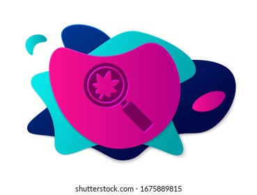 Color Magnifying glass with leaf icon isolated on white background. Scientific biology, study nature leaf. Abstract banner with liquid shapes. Vector Illustration