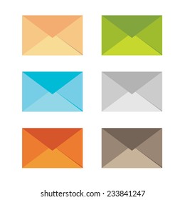 Color mail icon set in flat design style
