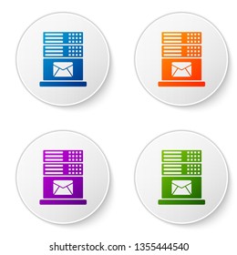 Color Mail server icon isolated on white background. Set color icon in circle buttons. Vector Illustration