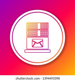 Color Mail server line icon isolated on color background. Circle white button. Vector Illustration