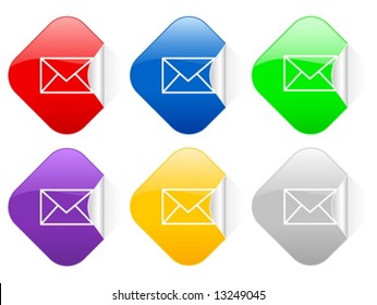Color mail square stickers. Vector illustration